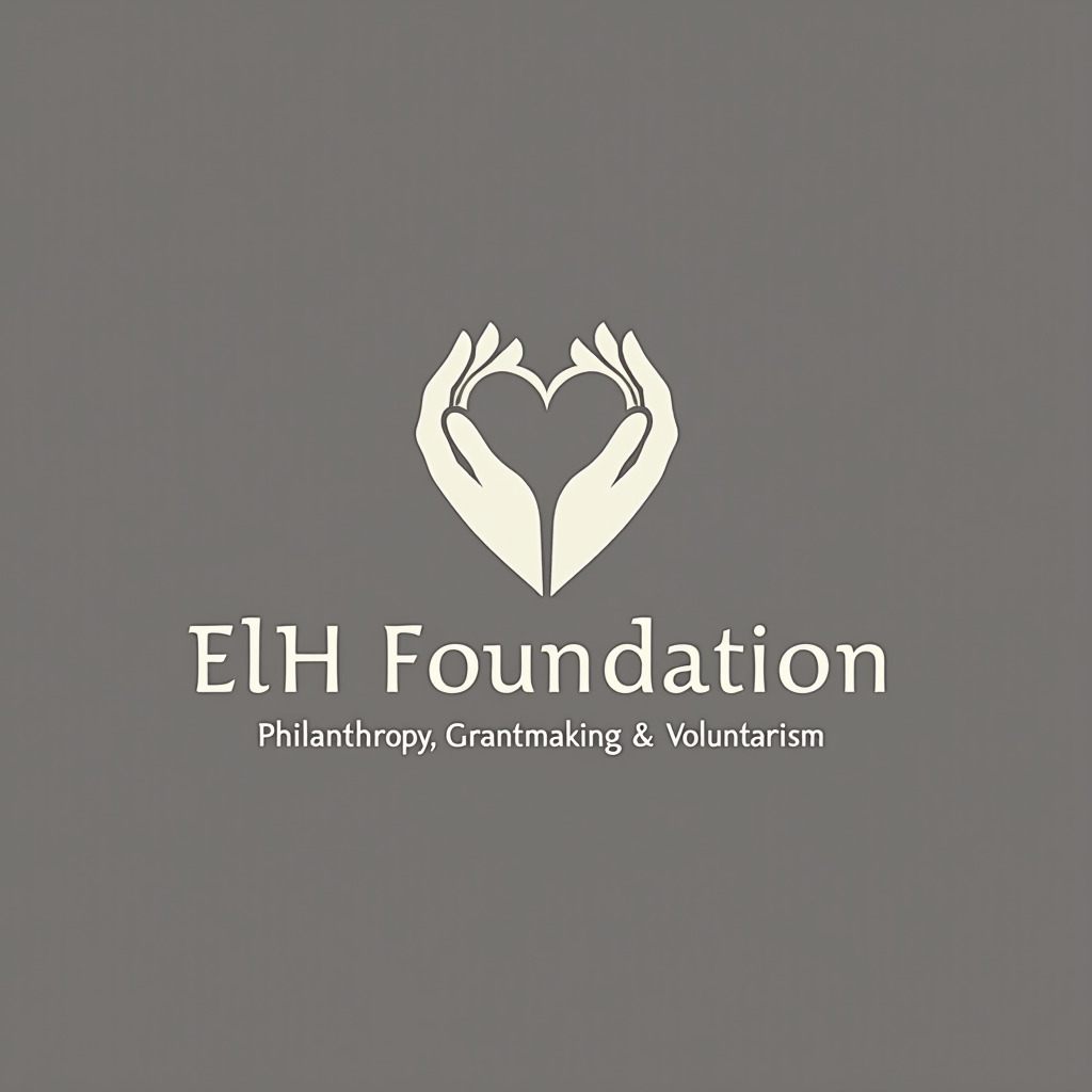 ELH Foundation - Philanthropy, Grantmaking, and Voluntarism logo featuring a stylized heart and hands symbol representing compassion and community support