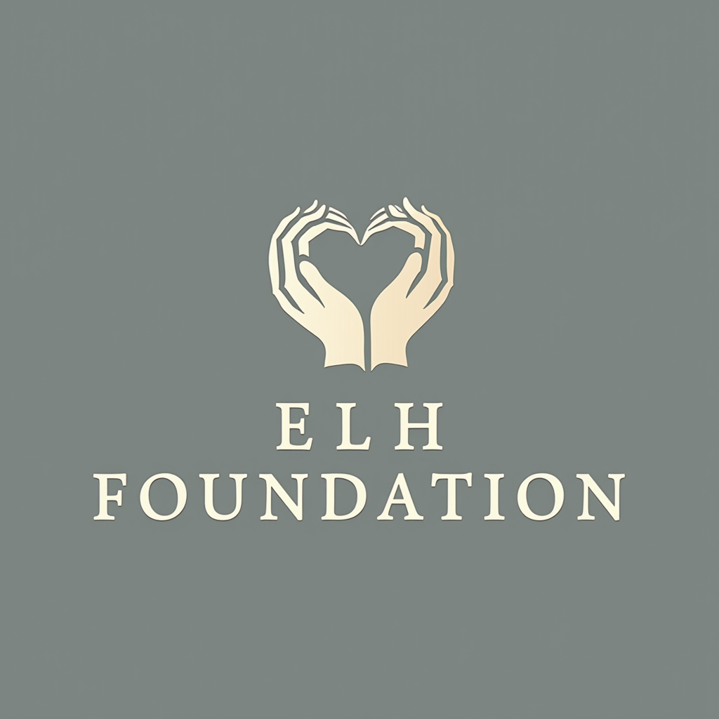 ELH Foundation - Philanthropy, Grantmaking, and Voluntarism logo featuring a stylized heart and hands symbol representing compassion and community support