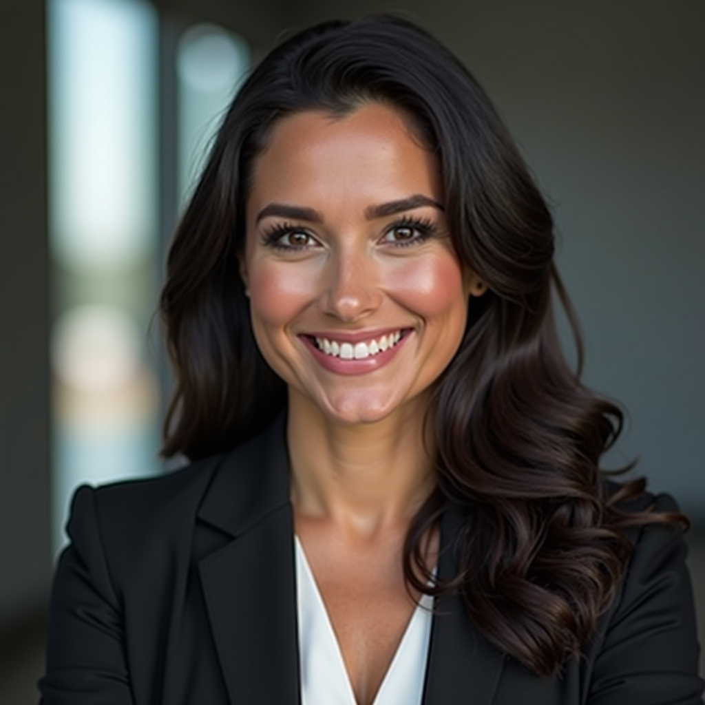 Professional headshot of Maria Rodriguez, smiling woman with dark hair in business attire